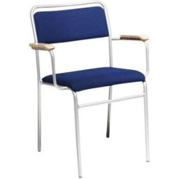 Konferensstol Ronny, med armstöd, silverfärgat stativ, blå