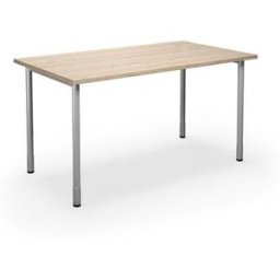 Bord DUO-C, rak skiva, LxB 1400x800 mm, ek/silver