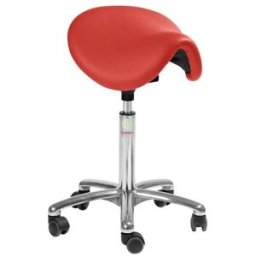 Sadelstol Dalton, röd konstläder, utan ryggstöd, fast sits
