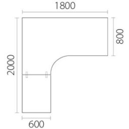 Hörnskrivbordsskiva Trend, vänster, LxB 1800x2000 mm, vit