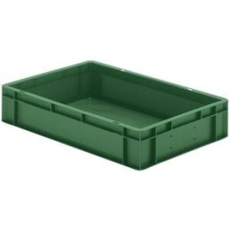 Plastback Teff med tät sida och botten, LxBxH 600x400x120 mm, grön, 5-
