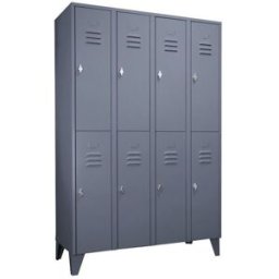 Klädskåp Omme, BxDxH 1200x500x1850 mm, 8 dörrar, blågrå