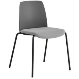 Stol Helmer, sits stoppad, ryggstöd plast, 4-pack, sits mörkgrå/ljusgr