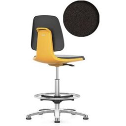 Arbetsstol Bimos Labsit, med glidfötter och fotring, sits med tygkläds