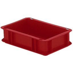 Plastback Teff med tät sida och botten, LxBxH 300x200x75 mm, röd, 5-pa
