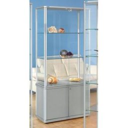 Glasskåp Ljusnan, BxDxH 820x420x1800, med underskåp och 2 st hyllplan