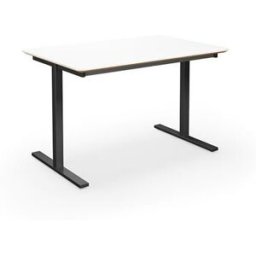 Bord DUO-T Trend, rak skiva, runda hörn LxB 1200x800 mm, vit/svart