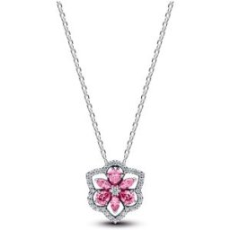 Pandora Timeless halsband i silver med rosa blomma 394576C01-45
