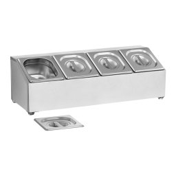 GN-uppsatshylla - inkl. 4 GN-1/6-behållare med lock