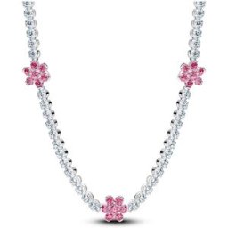 Pandora Timeless rosa blomma halsband i silver 394561C01-40