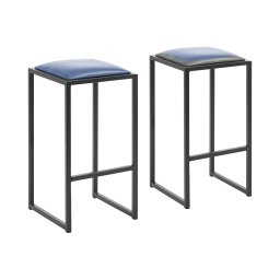 Barstol - Set med 2 - Svart / blå - Med klädsel - Royal Catering