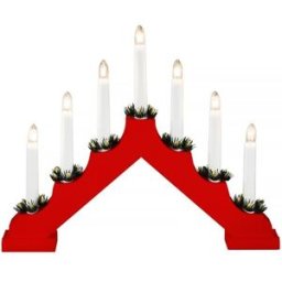 Konstsmide Elljusstake, Trä, Röd, 7 Ljus, LED