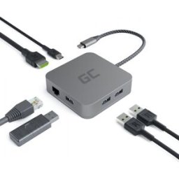GreenCell Multiport USB-C hubb med USB-C, HDMI- (4K), USB 3.0 och Ethernet (GC-HUB2) PD87W
