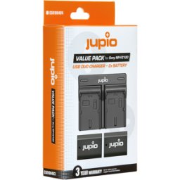 Jupio 2 st batterier motsv. Sony NP-FZ100, inkl. dubbel USB-laddare
