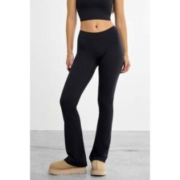 FAMME Mid Waist Softy Flared Leggings Black XS
