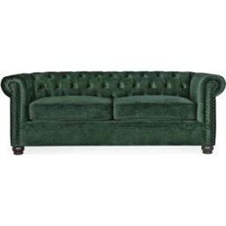 SoffaDirekt Windsor Chesterfield Bäddsoffa Velvet Grön