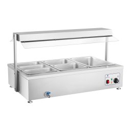 Torr bain marie - 6 GN - Med kötthylla och tappkran