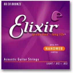 Elixir 11052 Acoustic 80/20 Bronze Nanoweb 012-053