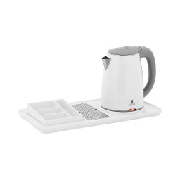 Professionell hotell-vattenkokare - Vit- 1,2 L - 1800 W – Med kaffe- och tebricka