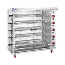 Kycklinggrill - Gasdriven - 5 spett - Med belysning och hjul - Royal Catering