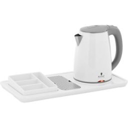 Royal Catering Professionell hotell-vattenkokare - Vit- 1,2 L - 1800 W – Med kaffe- och tebricka