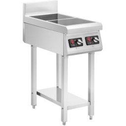 Induktionsplatta med bas - 2 x 20 cm - 10 nivåer - Timer - Royal Catering