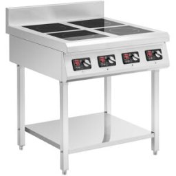 Induktionsplatta med bas - 4 x 3500 W - 400 V - 4 x 20 cm - 10 nivåer - Timer - Royal Catering