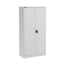 Låsbart kontorsskåp - 180 cm - 4 hyllor - Grå