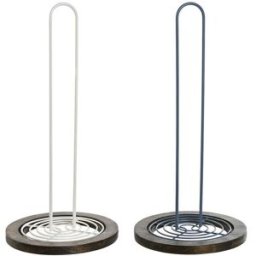 Köksrullehållare DKD Home Decor Blå Vit Metall Gummiträ 15 x 15 x 31 cm (2 antal)