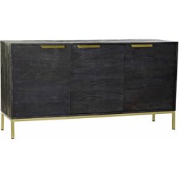 Skänk DKD Home Decor Svart Gyllene Mangoträ 145 x 41 x 77 cm