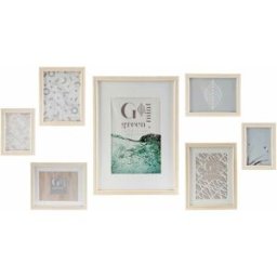 Fotoram för upphängning DKD Home Decor 32,5 x 1,5 x 45 cm Glas Naturell Grön Trä MDF Skandinavisk