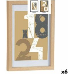 Fotoram Gift Decor Naturell Glas Trä MDF (6 antal)