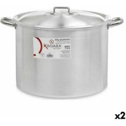 Gryta med lock Kinvara Silvrig Aluminium 50,5 x 32 x 41 cm Ø 36 cm (2 antal)