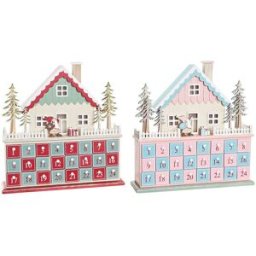 Adventskalender DKD Home Decor Trä Hus (32 x 8 x 33 cm) (2 antal)