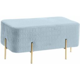 Sittpall DKD Home Decor Gyllene Metall Polyester Himmelsblå Badsvamp (91 x 46,5 x 42 cm)