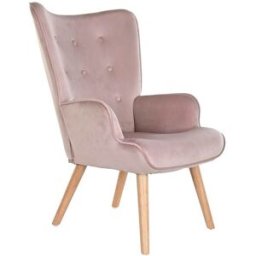 Fåtölj DKD Home Decor Rosa Polyester Trä 67 x 69 x 96 cm 75 x 69 x 96 cm