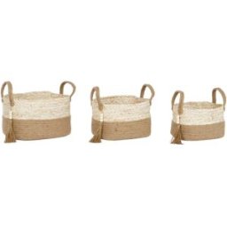 Korg - set Home ESPRIT Naturell Ljusbrun Jute Majsfiber Modern 41 x 30 x 33 cm 3 Delar