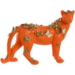Prydnadsfigur Home ESPRIT Orange Gyllene Leopard 60 x 21,5 x 43 cm