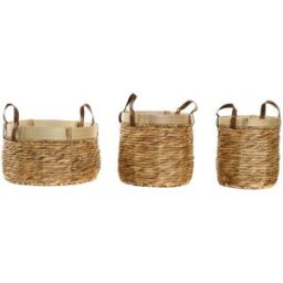 Korg - set DKD Home Decor Brun Naturell Bambu Rusar Tropiskt 40 x 40 x 24 cm 4 Kg 3 Delar