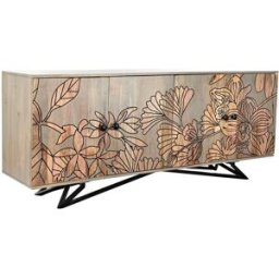 Skänk DKD Home Decor Grå Naturell Metall Mangoträ 177 x 45 x 74 cm