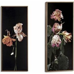 Tavla Gift Decor Svart Guld Gyllene spånskiva Virágok 21,2 x 2 x 51,2 cm 21,2 x 51,2 x 2 cm