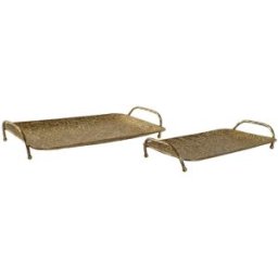 Uppsättning med Brickor Home ESPRIT Gyllene Modern 48,5 x 30 x 8 cm (2 antal)