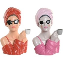 Prydnadsfigur Home ESPRIT Röd Korall Kvinna 20 X 18,5 X 29 CM (2 antal)