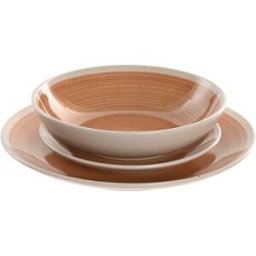 Matservis Home ESPRIT Vit Orange Stengods 18 Delar