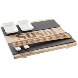 Sushiset DKD Home Decor Svart Naturell Bambu Skiffer Orientalisk 25 x 22 x 3 cm