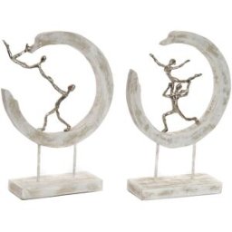 Prydnadsfigur DKD Home Decor 32,5 x 10 x 47 cm Silvrig Vit Balettdansare Modern Avskalad (2 antal)