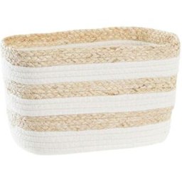 Korg DKD Home Decor Vit Beige Naturliga fibrer 28 x 20 x 18 cm