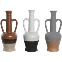 Vas DKD Home Decor Vit Grå Terrakota n Porslin 12,7 x 12,5 x 30 cm (3 antal)