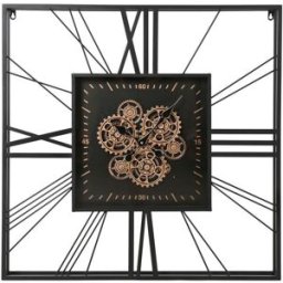 Väggklocka Home ESPRIT Svart Gyllene Metall Glas 80 x 8 x 80 cm