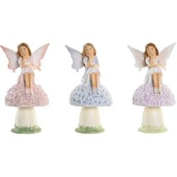 Prydnadsfigur DKD Home Decor Blå Rosa Lila Fe 9,5 x 8 x 17 cm (3 Delar)